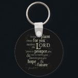 Jeremiah 29:11 Encouraging Bible Verse Keychain<br><div class="desc">"I know the plans I have for you declares the Lord, plans to prosper you and not to harm you, plans to give you a hope and a future." This Bible verse from Jeremiah 29:11 is a favorite for many. Though Jeremiah's words from God are to the nation of Israel...</div>