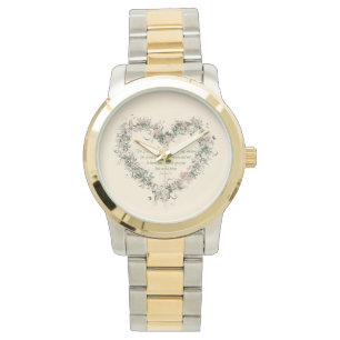 Jeremiah 29:11 Floral Heart Gold and Silver Tone Watch