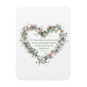 Jeremiah 29:11 Floral Heart Magnet