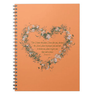Jeremiah 29:11 Flower Heart Spiral Photo Notebook