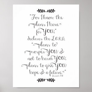 Jeremiah 29:11 For I Know the Plans Bible Verse Poster