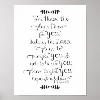 Jeremiah 29:11 For I Know the Plans Bible Verse Poster