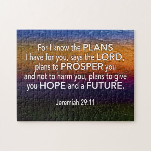 Jeremiah 2911 FOR I KNOW THE PLANS Christian Jigsaw Puzzle