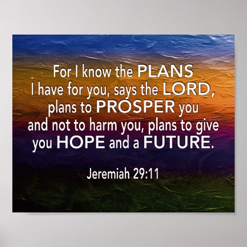  Jeremiah 2911 FOR I KNOW THE PLANS Christian Poster