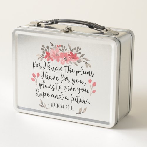 Jeremiah 29 11 _ For I Know The Plans _ Floral Metal Lunch Box