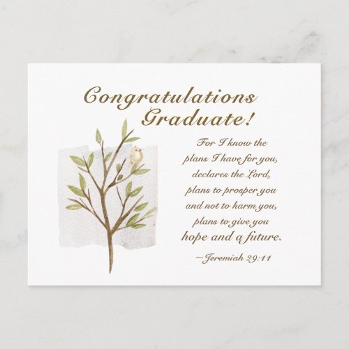 Jeremiah 2911 For I know the plans Graduation Postcard