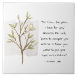 Jeremiah 29:11 For I know the plans I have for you Ceramic Tile<br><div class="desc">Inspirational quote ceramic tile depicts a simple watercolor tree with a yellow bird. It features Bible Verse Jeremiah 29:11,  "For I know the plans I have for you, "  declares the Lord,  "plans to prosper you and not to harm you,  plans to give you hope and a future." _</div>
