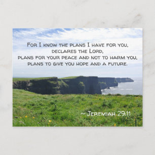 Jeremiah 29:11 For I know the plans I have for you Postcard