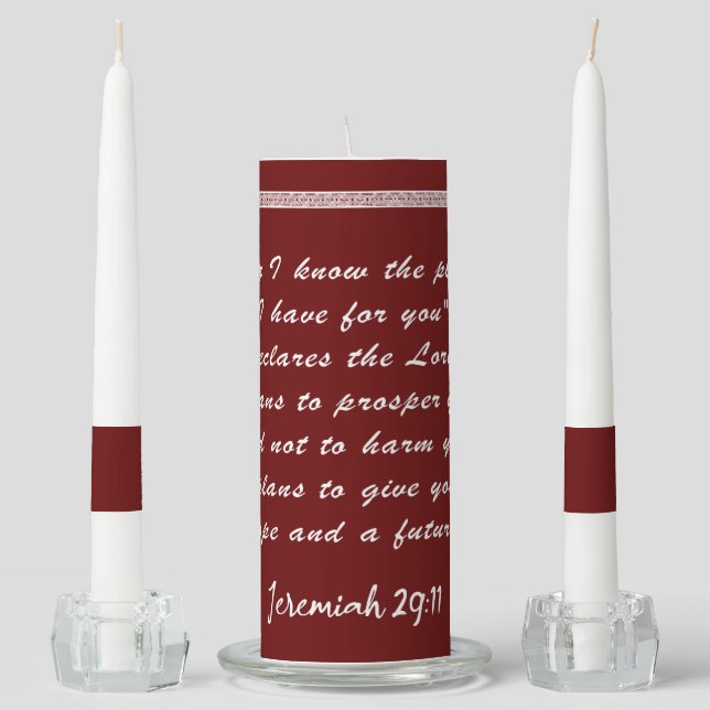 jeremiah 29 11 - for i know the plans i have  unity candle set (Front)