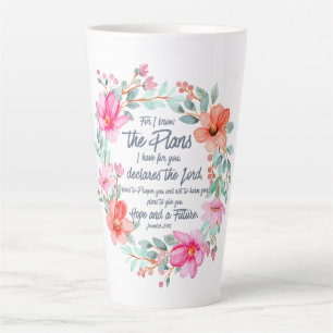 Jeremiah 29:11 For I know the Plans Pink Floral Latte Mug