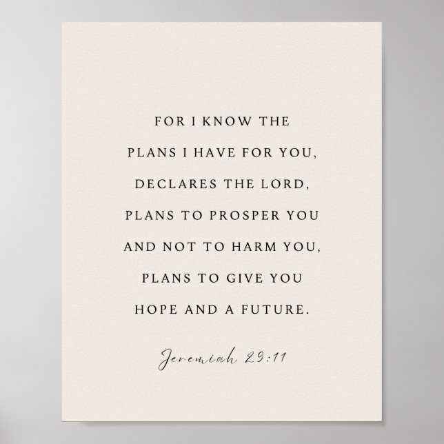 Jeremiah 29:11 For I know the plans Poster (Front)