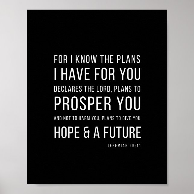 Jeremiah 29:11 For I know the plans Poster (Front)
