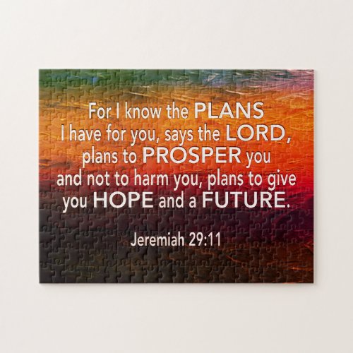 Jeremiah 2911 FOR I KNOW THE PLANS Red Christian Jigsaw Puzzle