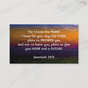 Jeremiah 29:11 FOR I KNOW THE PLANS Scripture Business Card