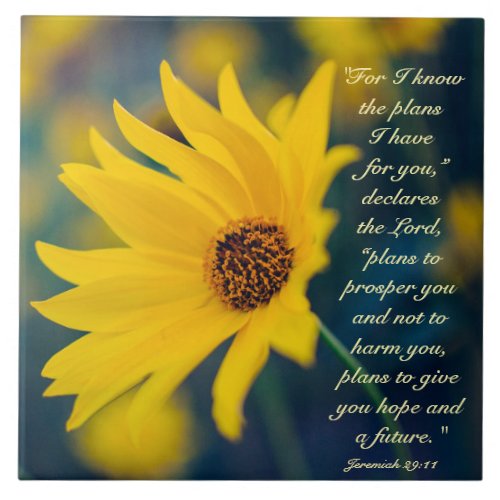 Jeremiah 2911 For I know the plans Wildflower Ceramic Tile