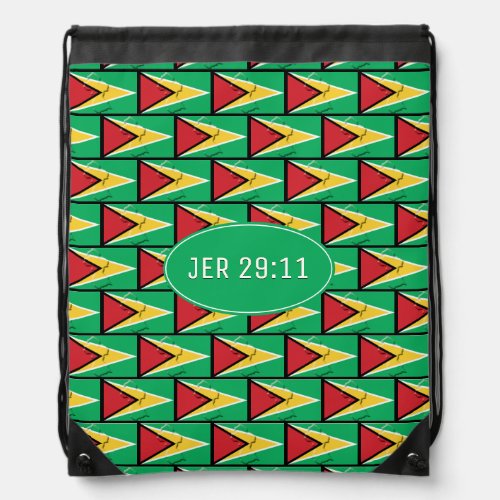 JEREMIAH 2911  Guyana Map  GUYANESE FLAG Drawstring Bag