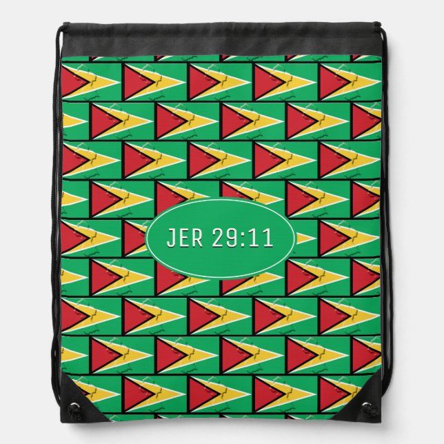 JEREMIAH 29:11 | Guyana Map | GUYANESE FLAG Drawstring Bag (Front)