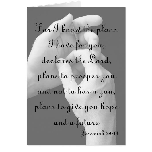 Jeremiah 29:11 Hands with Crucifix Card (Front)