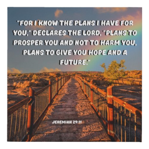 Jeremiah 2911 Hopeful Bible Verse Faux Canvas Print