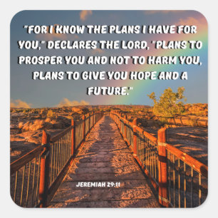 Jeremiah 29:11 I Know The Plans Bible Verse Square Sticker