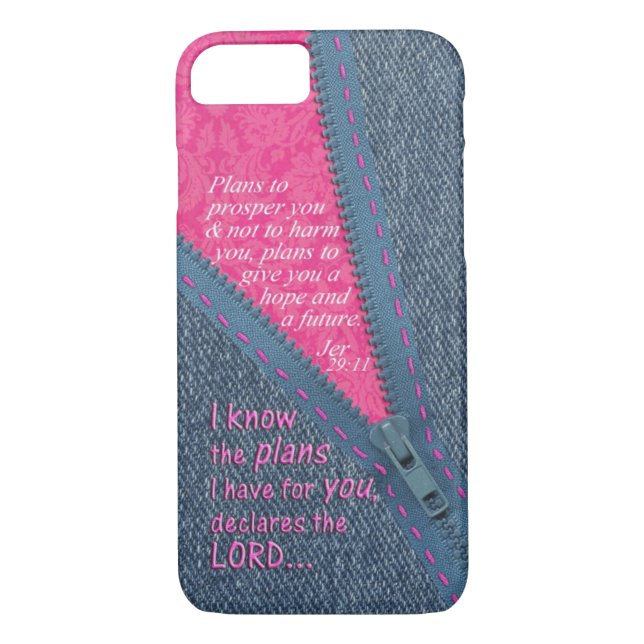 Jeremiah 29:11 I Know The Plans Denim Zipper Pull Case-Mate iPhone Case (Back)