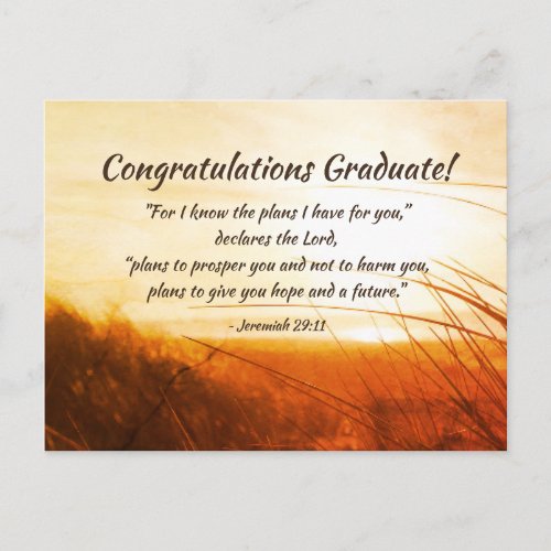 Jeremiah 2911 I know the plans Graduation Postcard