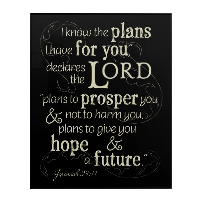 Jeremiah 29:11 I know the plans I have for you... Acrylic Print (Front)