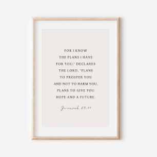 Jeremiah 29:11 I know the plans I have for you Poster
