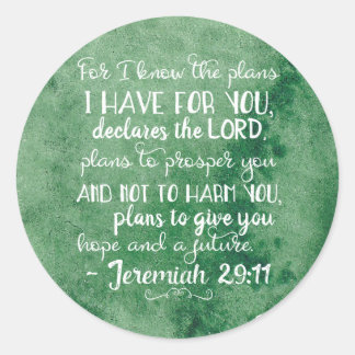 Jeremiah 29:11 Inspirational Bible Stickers Green