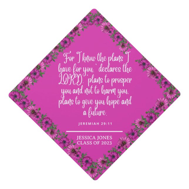 Jeremiah 29:11 Inspirational Bible Verse Graduation Cap Topper (Front)