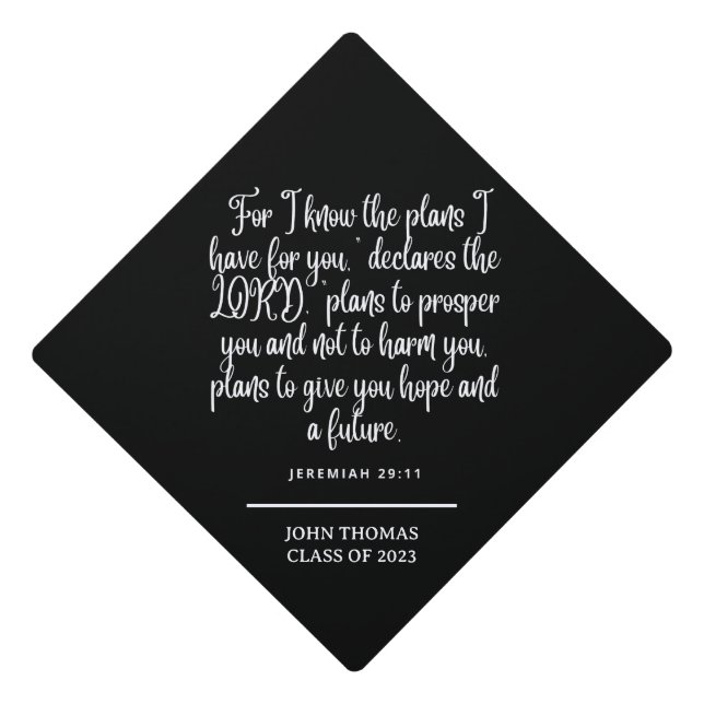 Jeremiah 29:11 Inspirational Bible Verse Graduation Cap Topper (Front)