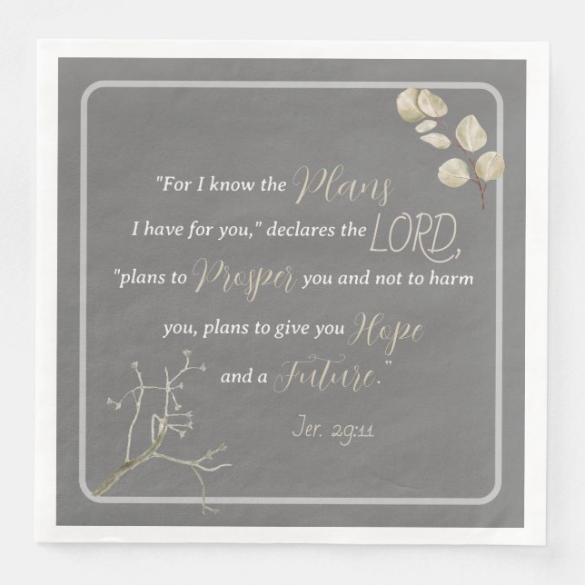 Jeremiah 29:11 Inspirational Bible Verse Paper Dinner Napkins (Front)