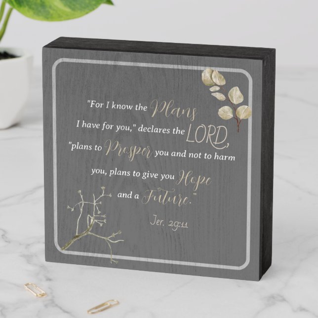 Jeremiah 29:11 Inspirational Bible Verse Wooden Box Sign (In Situ Horizontal)