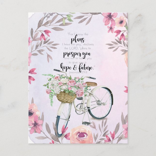 Jeremiah 29:11 Inspirational Bicycle Postcard (Front)