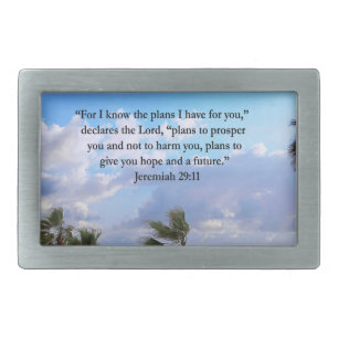 JEREMIAH 29:11 INSPIRATIONAL VERSE RECTANGULAR BELT BUCKLE