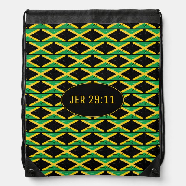 JEREMIAH 29:11 | Jamaica Map | JAMAICAN FLAG Drawstring Bag (Front)