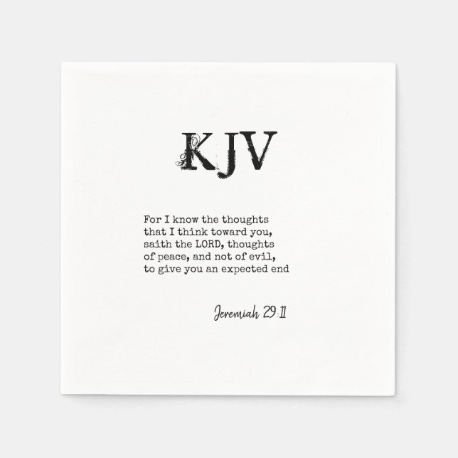 Jeremiah 29:11 KJV Bible Quote - Can Be Customized Napkins (Front)