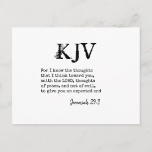 Jeremiah 29:11 KJV Bible Quote - Can Be Customized Postcard