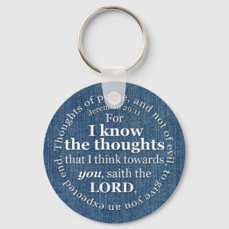 Jeremiah 29:11 KJV Denim Bible Verse Quote Keychain