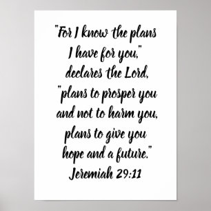 Jeremiah 29:11 Minimalist Bible Verse Poster