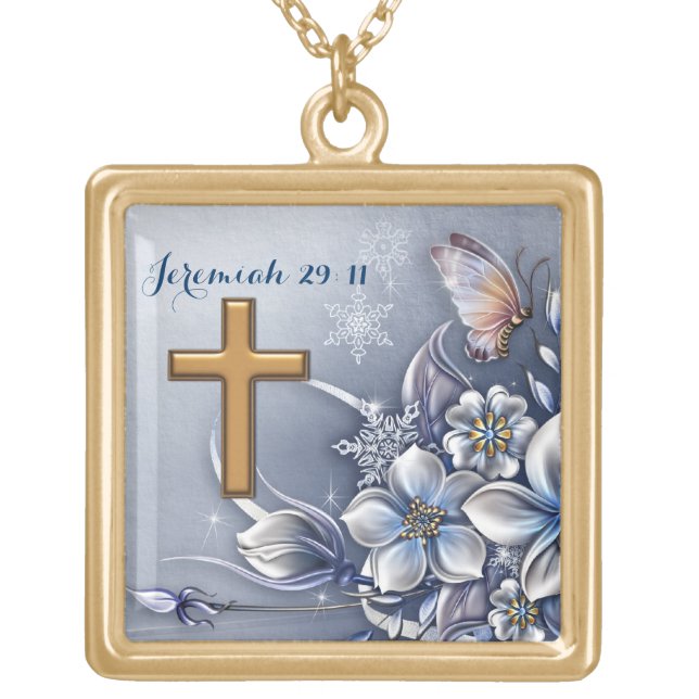 Jeremiah 29:11 Necklace polished gold finish (Front)