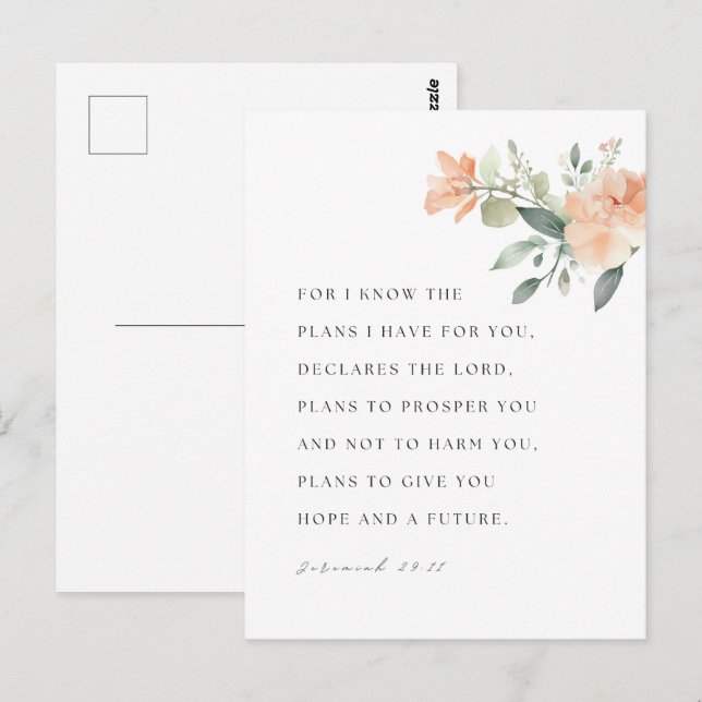 Jeremiah 29:11 NIV For I know the plans Postcard (Front/Back)