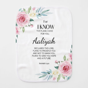 Jeremiah 29:11 Pink Rose Personalize Baby Burp Cloth