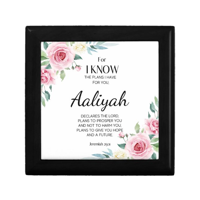Jeremiah 29:11 Pink Rose Personalize Gift Box (Front)
