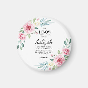 Jeremiah 29:11 Pink Rose Personalize Magnet