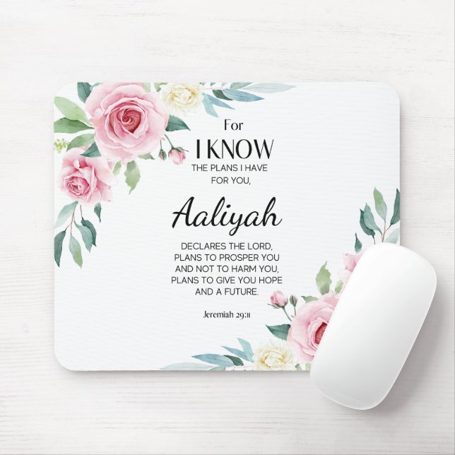 Jeremiah 29:11 Pink Rose Personalize Mouse Pad (With Mouse)