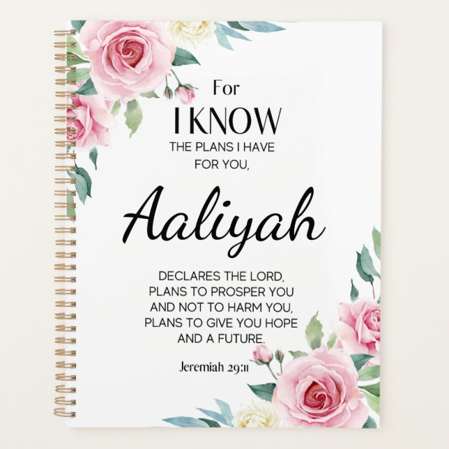 Jeremiah 29:11 Pink Rose Personalize Planner (Front)