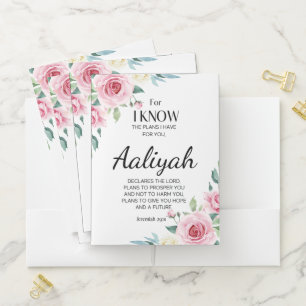 Jeremiah 29:11 Pink Rose Personalize Pocket Folder