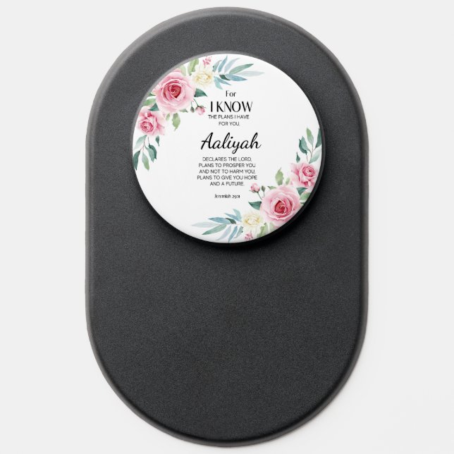 Jeremiah 29:11 Pink Rose Personalize PopSocket (Popsocket)