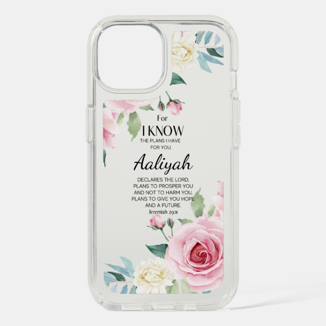 Jeremiah 29:11 Pink Rose Personalize Speck iPhone Case (Front)